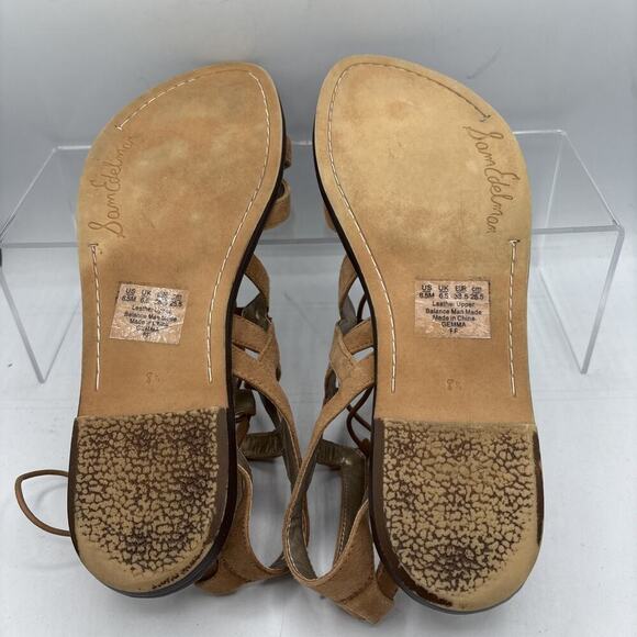 Sam Edelman Gemma Gladiator Sandals Size 8.5 Brown Lace-Up Women’s Flats - Picture 7 of 9
